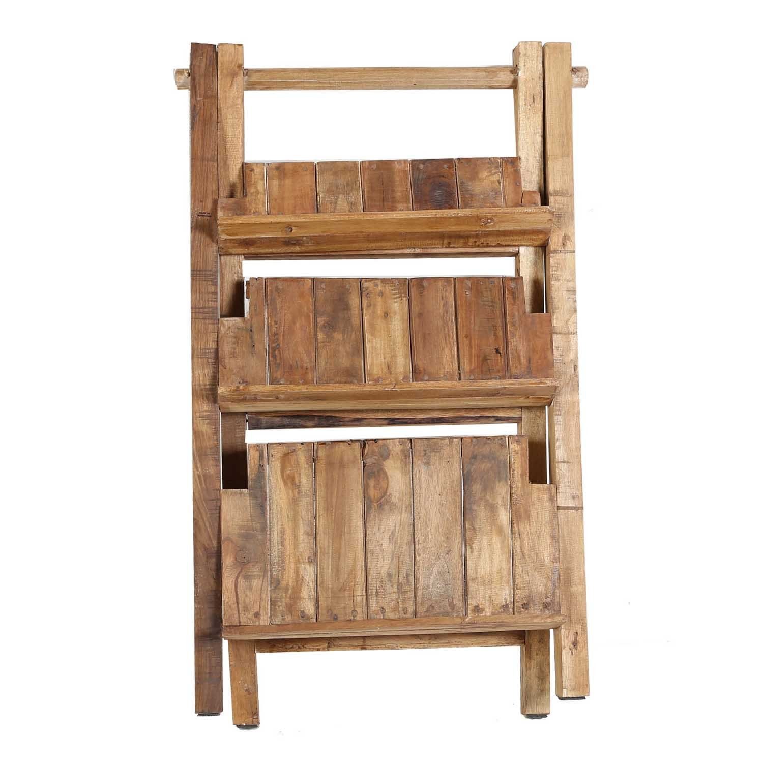 Casa Moro Pflanzentreppe Blumentreppe Pflanzenregal CAPRI 3 stufig Klappregal, aus recyceltem Teak Holz gefertigt