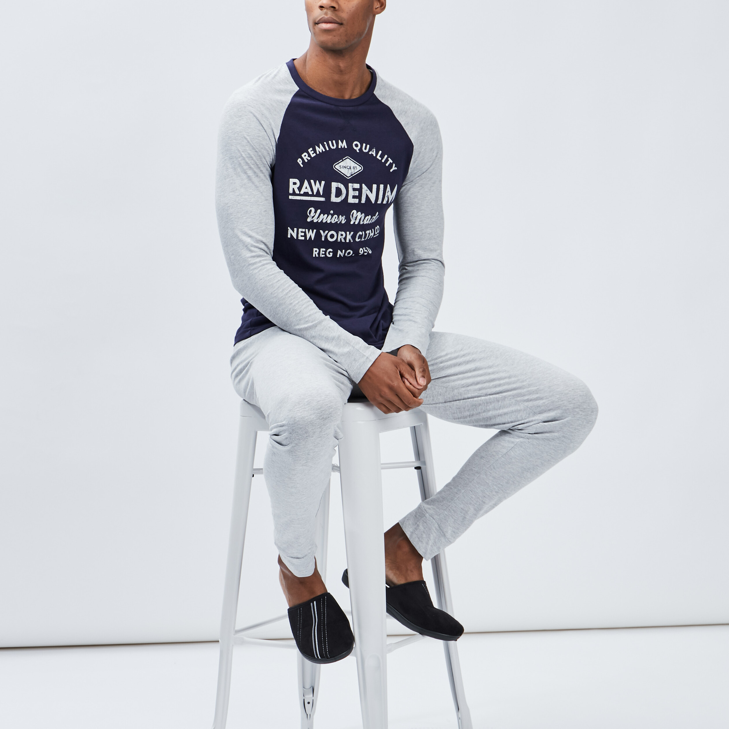 Ensemble pyjama 2 pièces bleu marine homme | La Halle