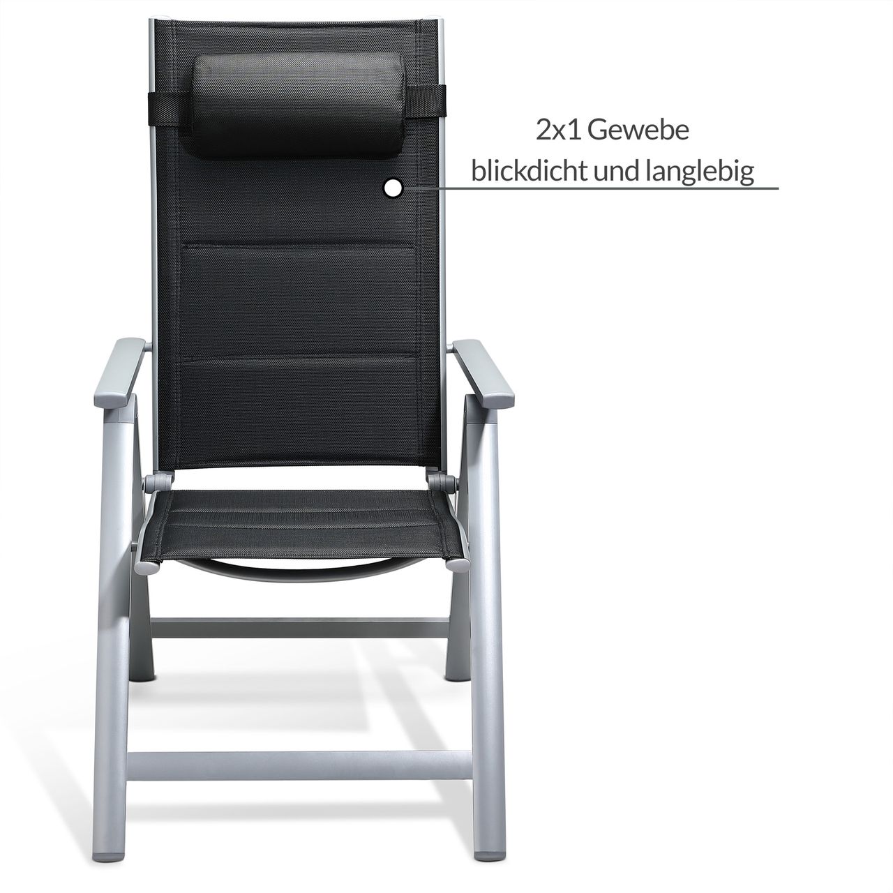 Casaria Gartenstuhl Bern Premium 2er-Set Silber gepolstert