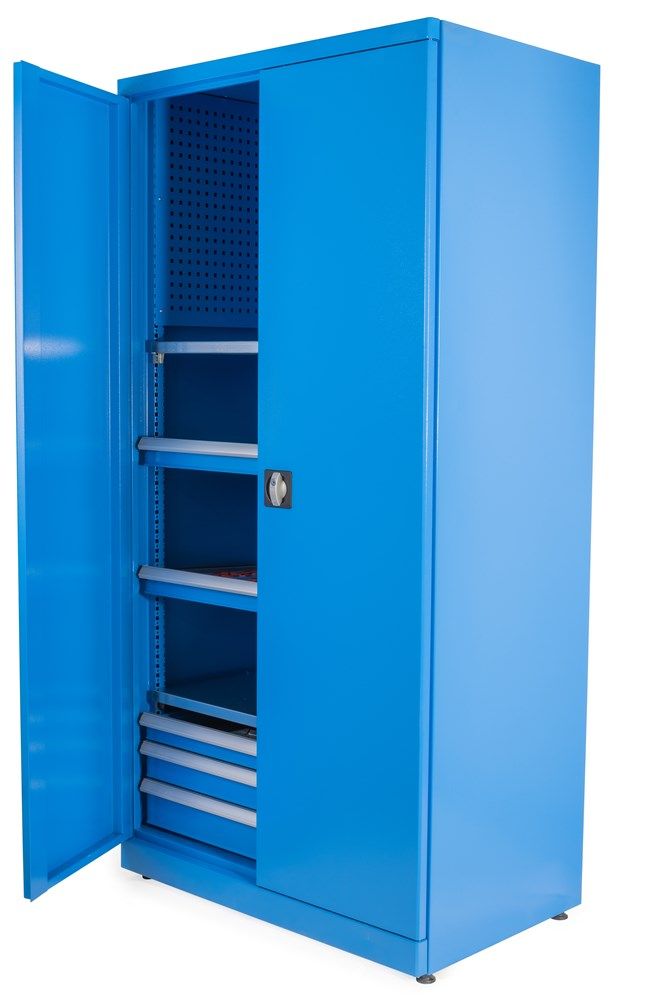 Szafka warsztatowa Huvema K2160 z 48 uchwytami na narzędzia CNC i 3 szufladami