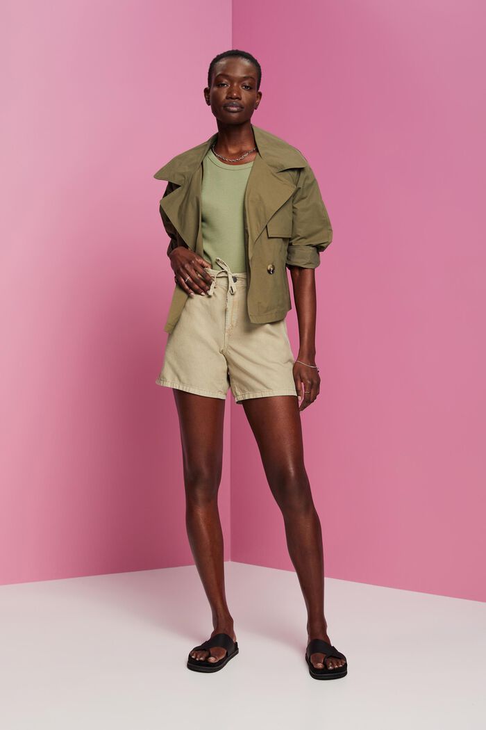 Twill-Shorts mit gesmokter Taille