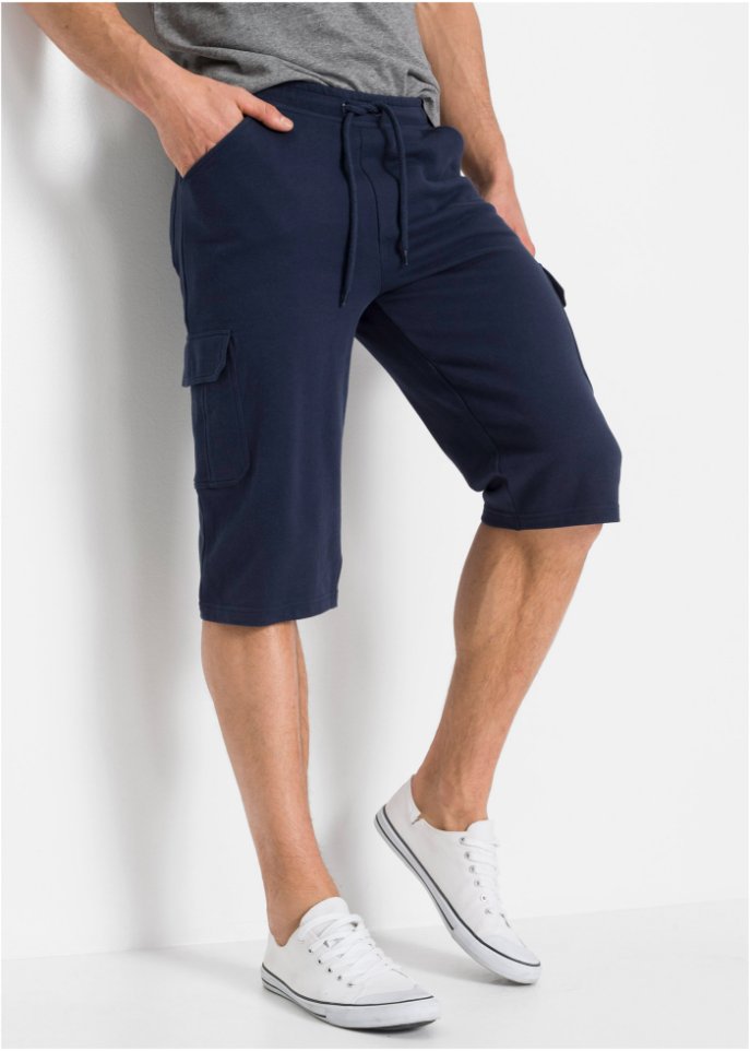 Long-Sweat-Bermuda mit Cargotaschen, Regular Fit