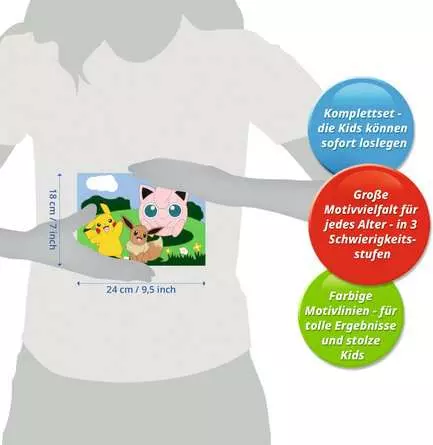 CreArt Pokémon Abenteuer - Malen nach Zahlen für Kinder ab 7 Jahren