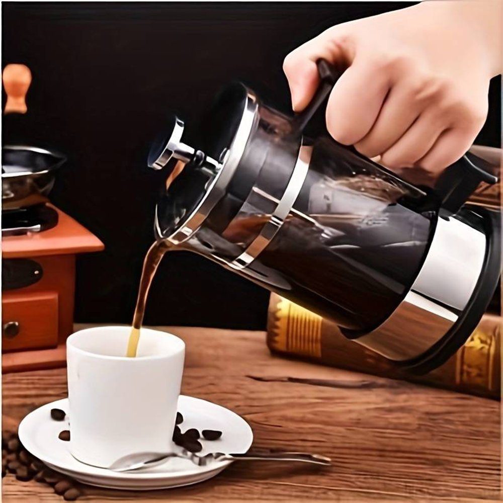 Zimtky French Press Kanne Haushaltsfilter aus Edelstahl für handgebrühte Kaffeekanne, 350ml