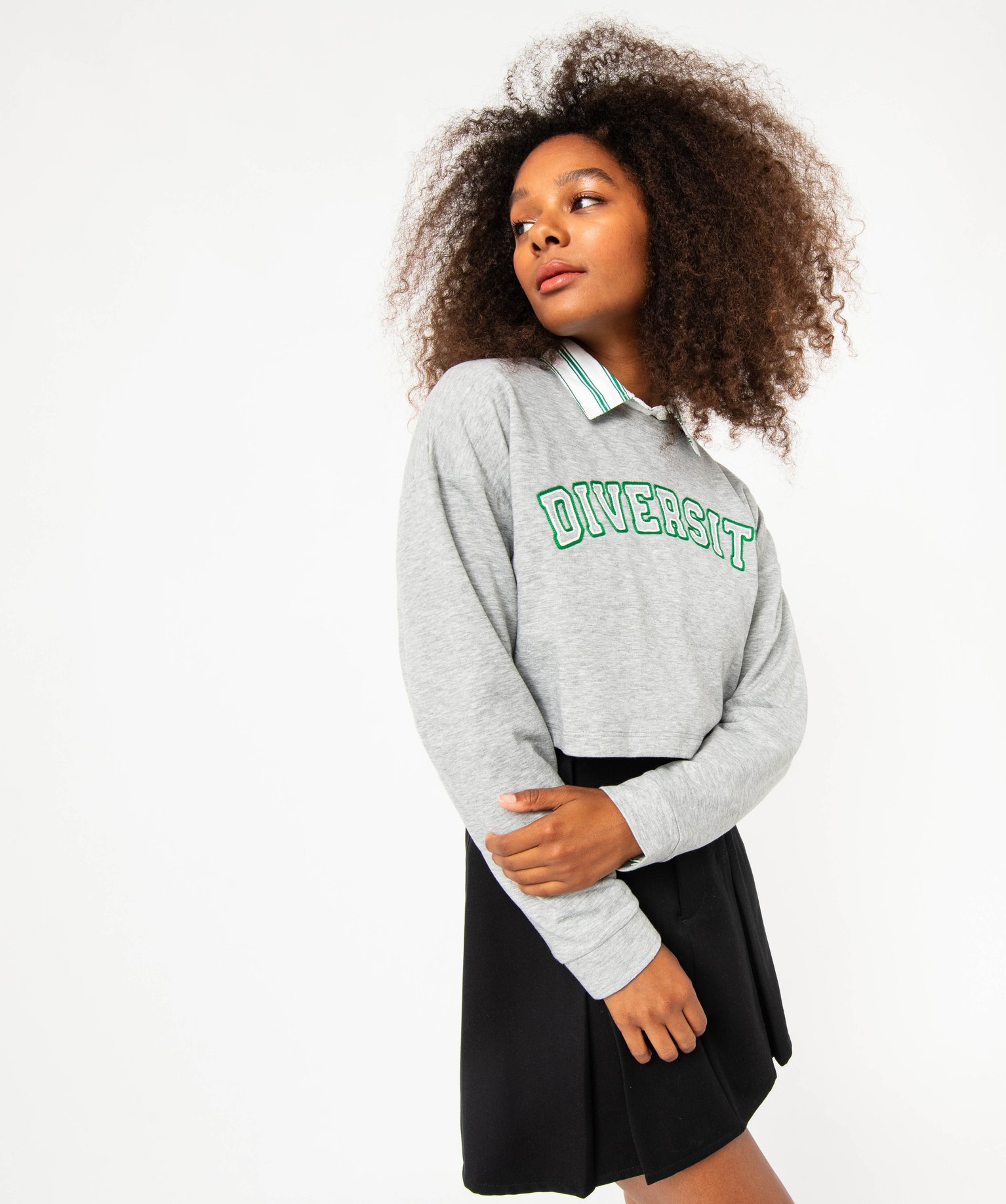 Sweat court avec inscription brodée femme ecru | GEMO