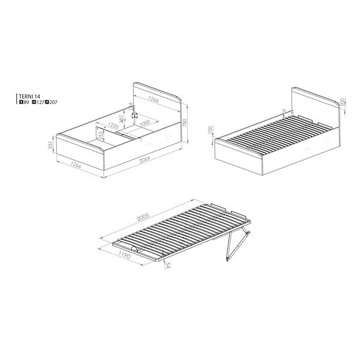 Jugendzimmer-Set Terni 4-teilig mit Kleiderschrank, Sideboard, Bett und Nachtkonsole