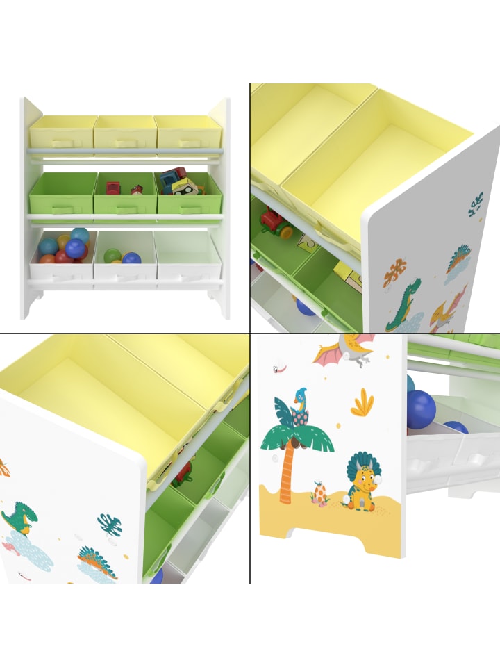 en.casa Kinderregal Boiro in Gelb Grün (H)59.5cm (B)62cm (T)29.5cm günstig kaufen onesize