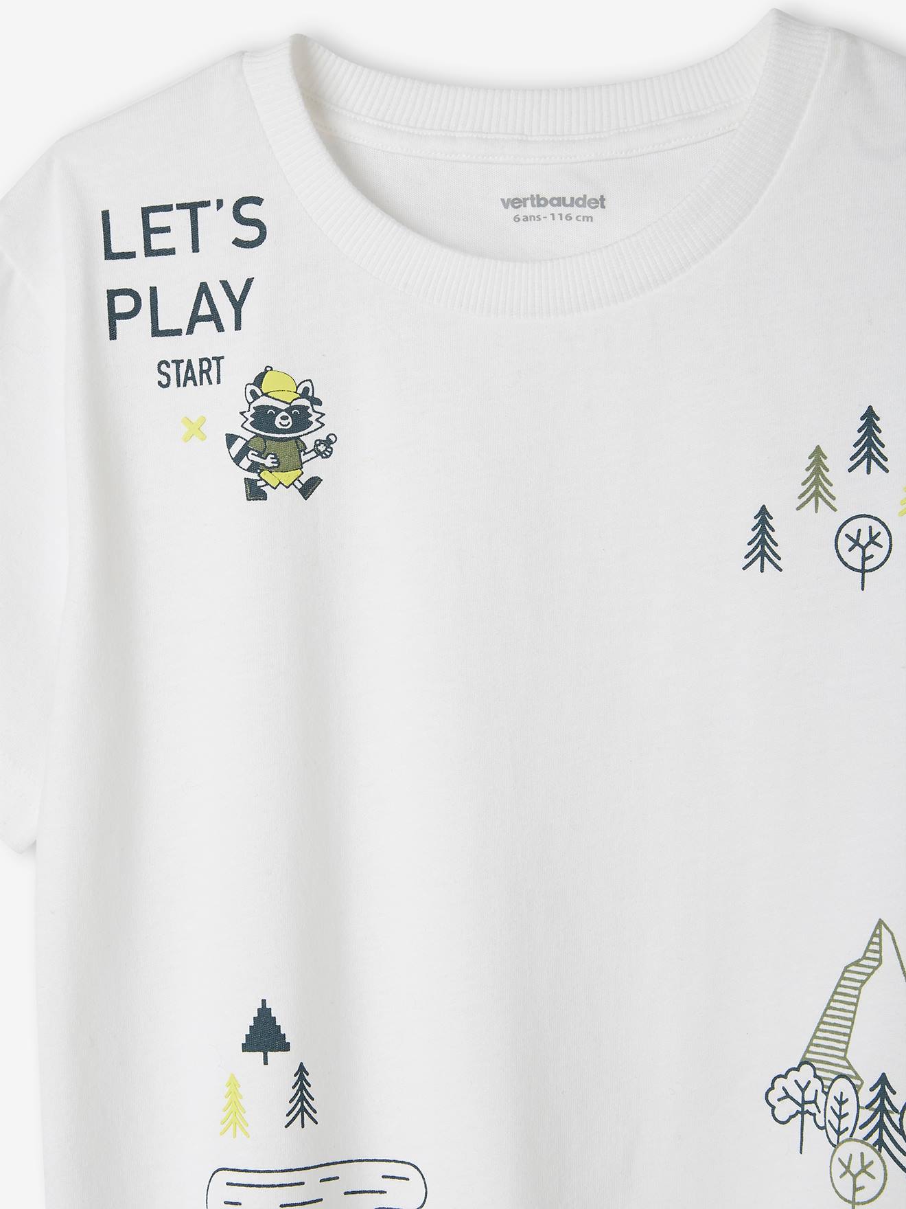 T-shirt ludique interactif géocaching garçon blanc