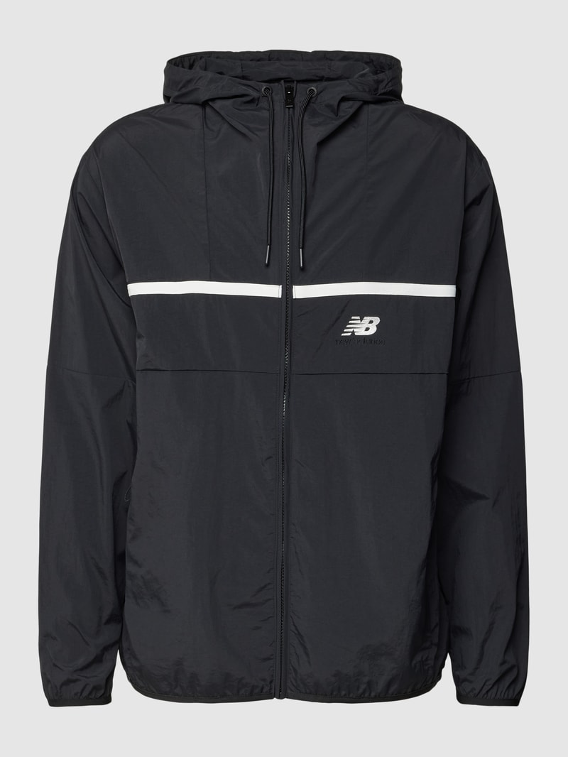 Trainingsjacke mit Label-Stitching in schwarz