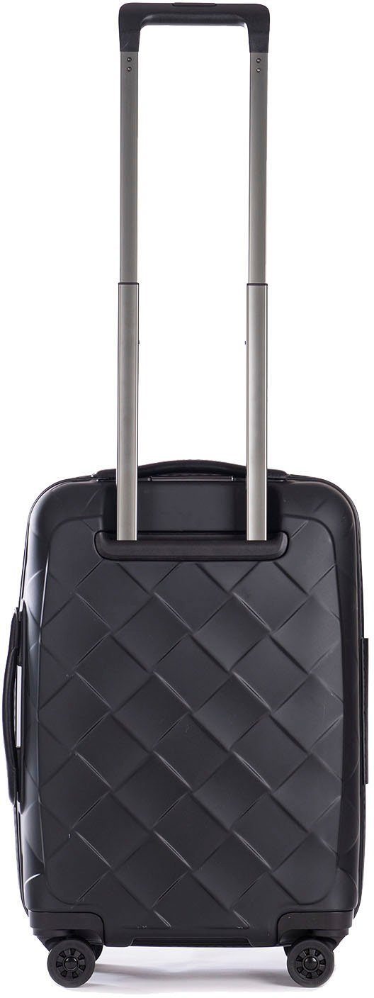 Stratic Hartschalen-Trolley Leather&More S mit Vortasche, matt black, 4 Rollen, mit NFC-Chip; Laptopfach