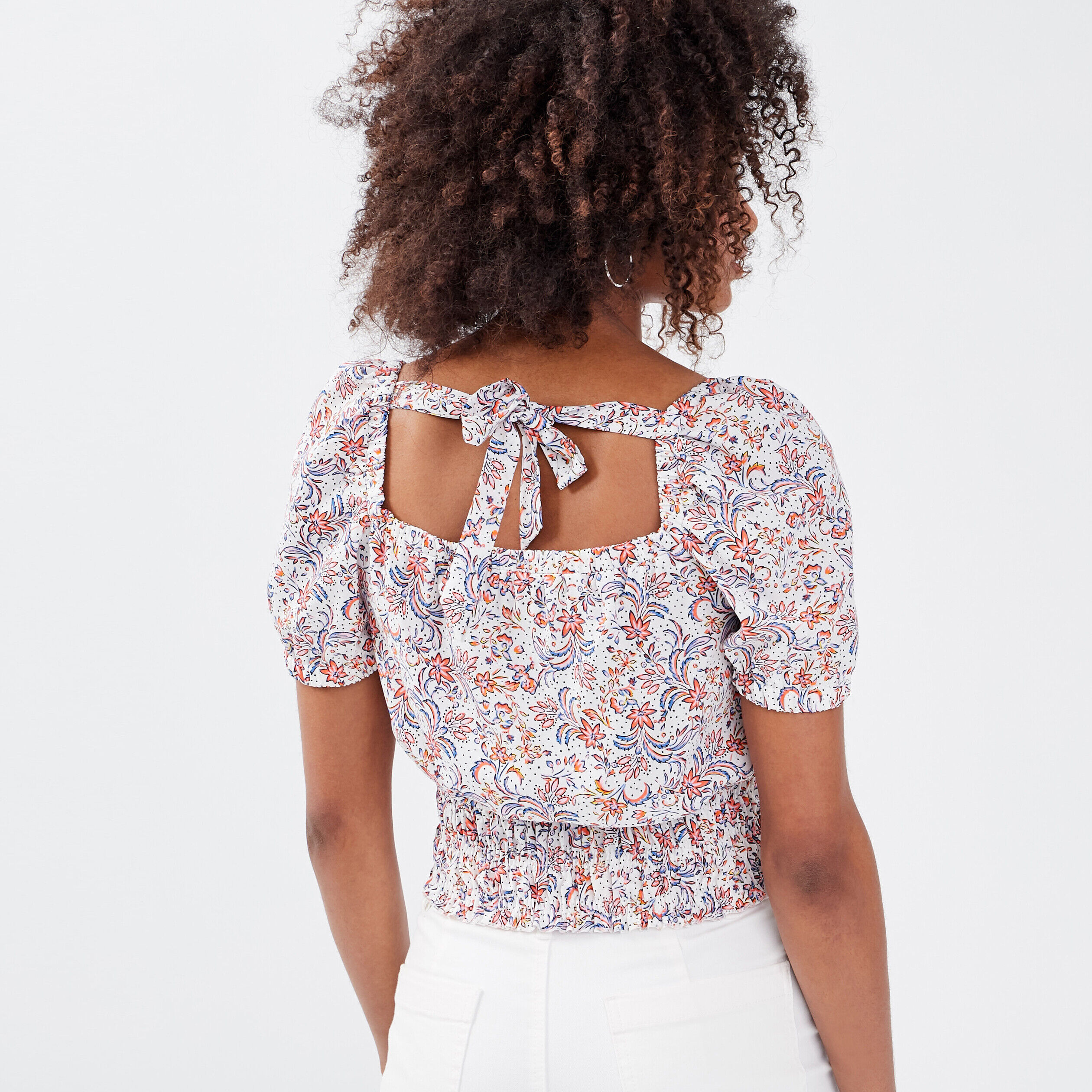 Blouse manches courtes blanc femme | Cache Cache
