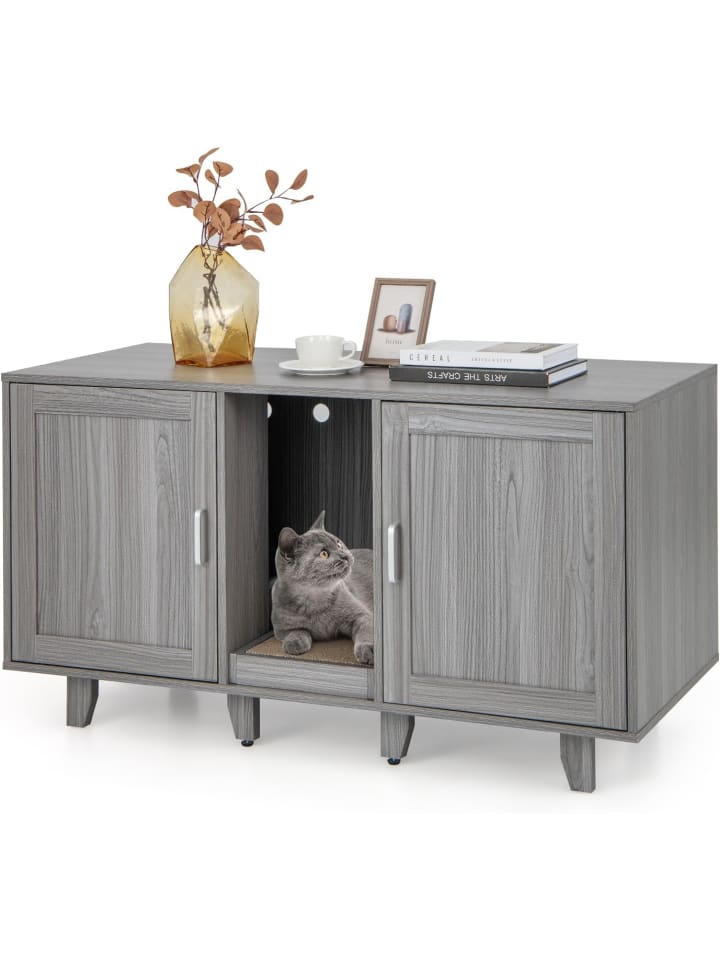 COSTWAY Katzenschrank mit 2 Türen 120x52x65cm in Anthrazit günstig kaufen onesize