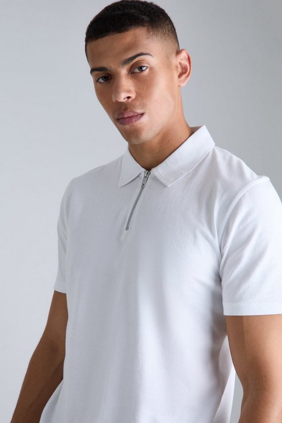 Slim-Fit Poloshirt mit Reißverschluss