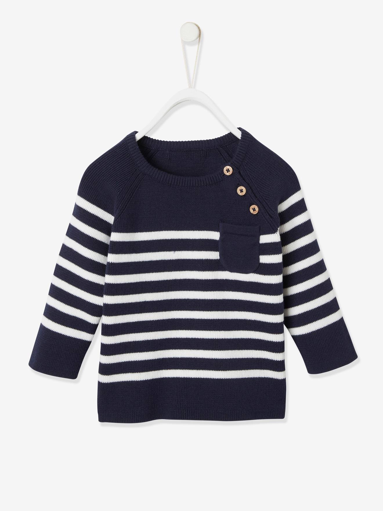 Pull marinière bébé caramel rayé