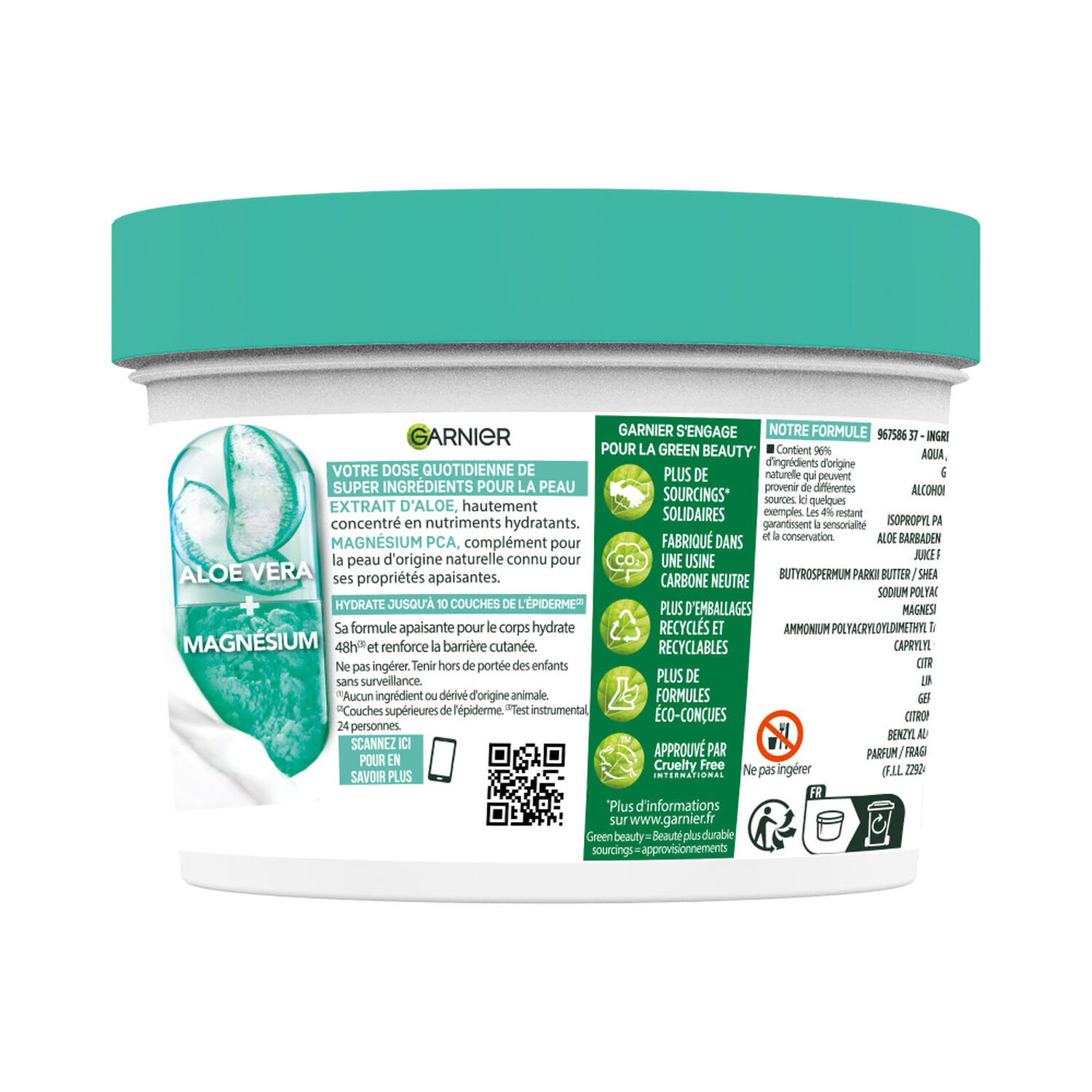 Garnier Body Superfood Crème corps apaisante Aloe vera Magnésium