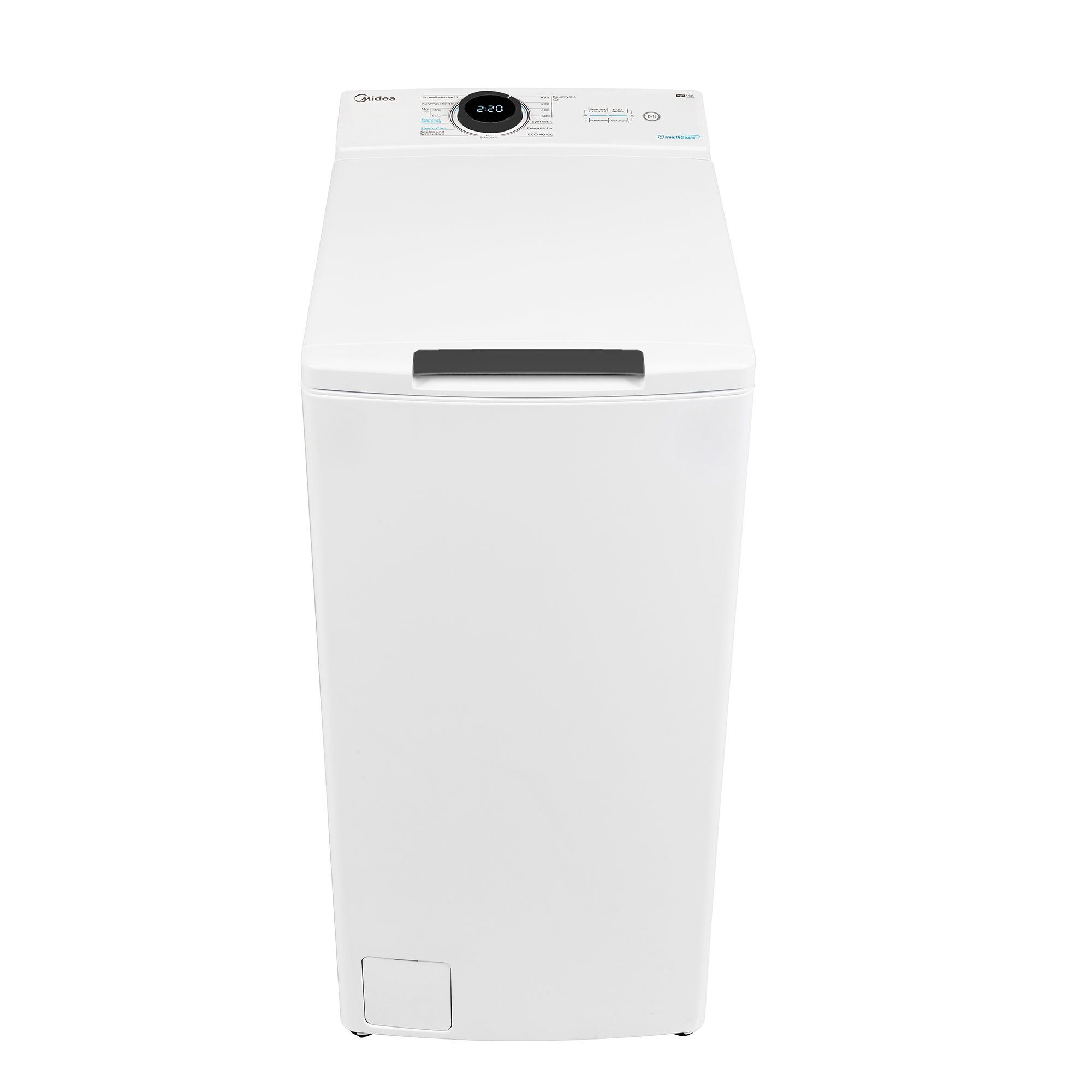 Midea Waschmaschine Toplader MF100T60B-12A, 6 kg, 1200 U/min, Aqua Stop, Steam Care, Care Drum, XL Door, Soft Opener