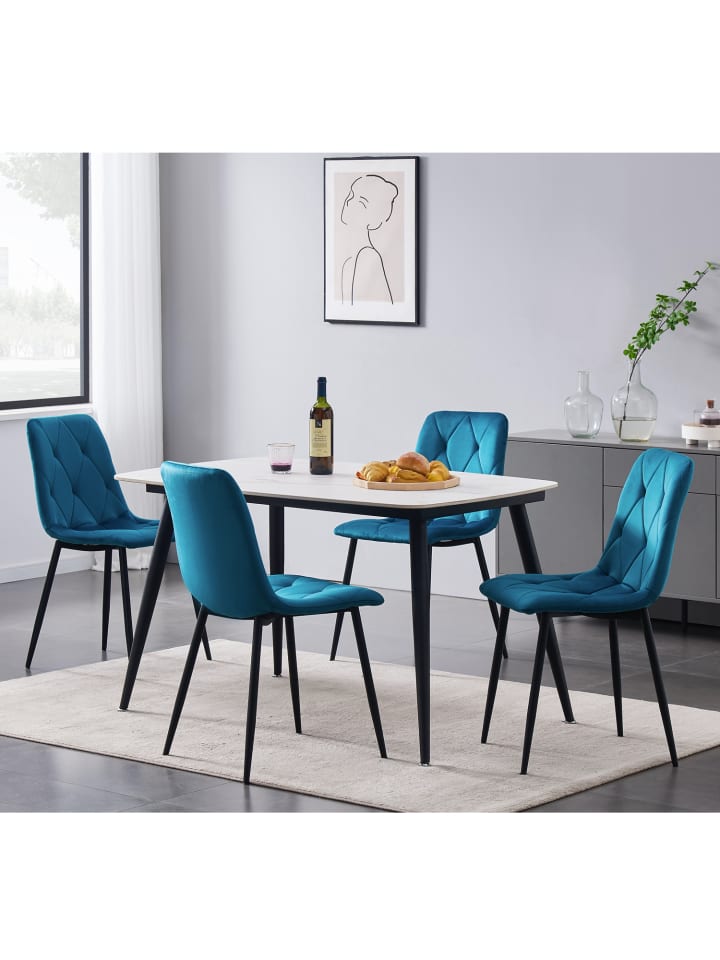 B&D Home Esszimmerstuhl VICKA in Petrol günstig kaufen 4 Stück