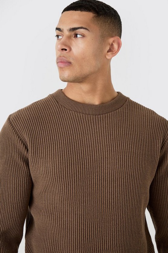 Strickpullover in Waffeloptik