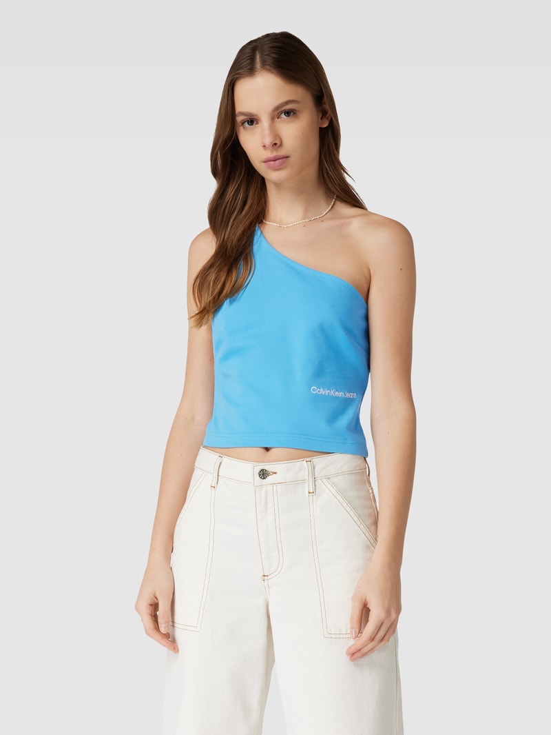 Crop Top mit One-Shoulder-Träger in bleu