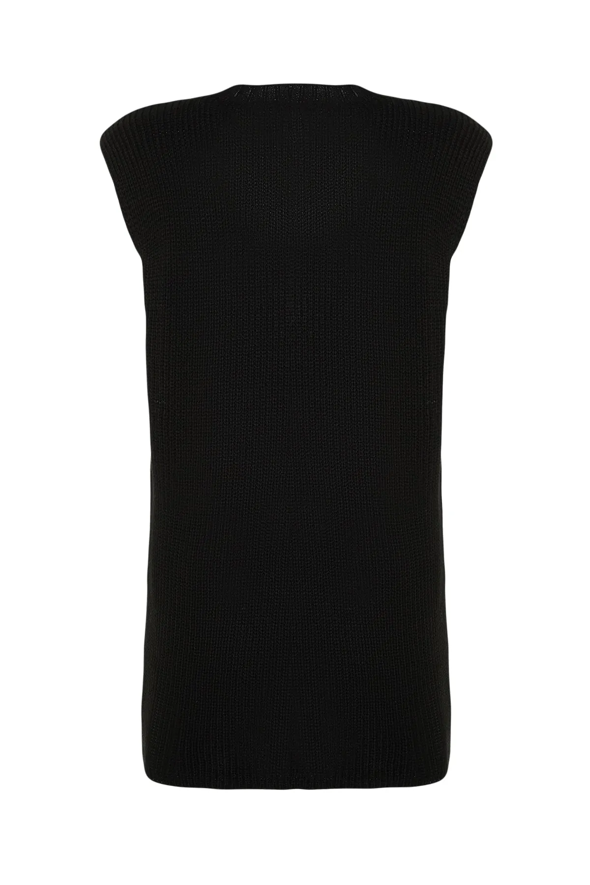 Trendyol Modest  Schwarzer Selanik-Strickpullover mit Schlitz und V-Ausschnitt TCTAW24UV00003