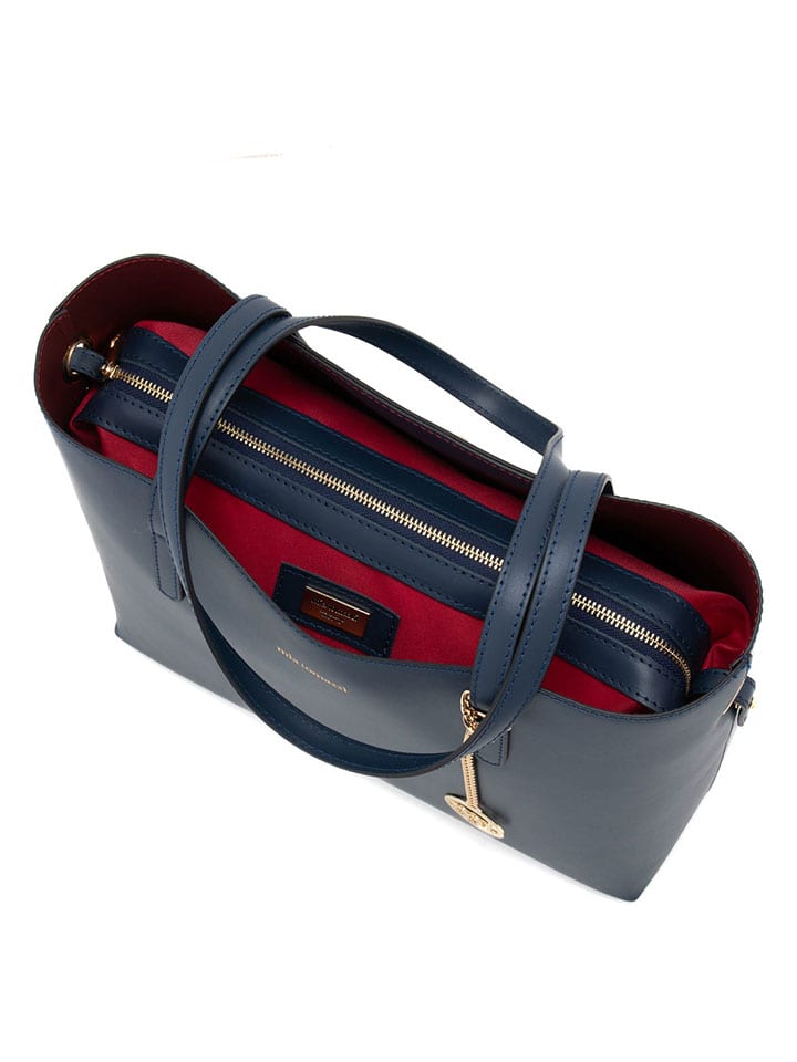Mia Tomazzi Leder-Schultertasche in Dunkelblau - (B)35 x (H)30 x (T)15 cm günstig kaufen onesize