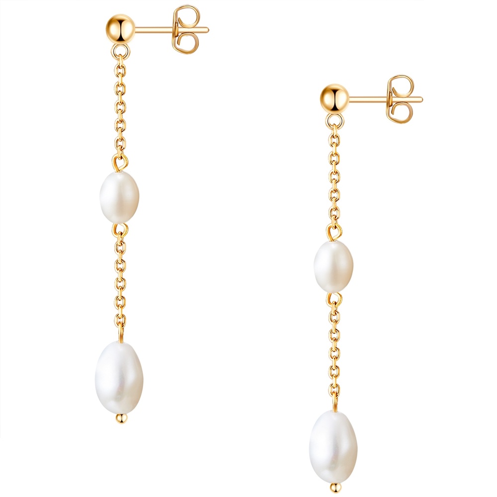 Valero Pearls Boucles doreilles en acier inoxydable Acier inoxydable Perle de culture d'eau dou Boucles d'oreilles