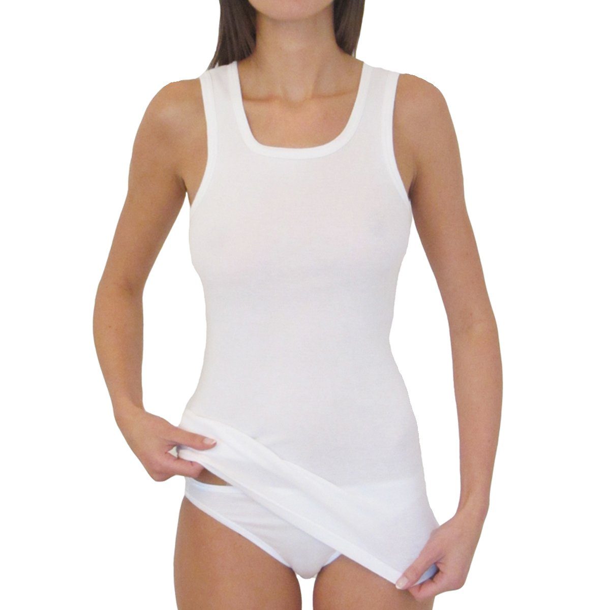 HERMKO Achseltop 17325 Damen Longshirt - Unterhemd softweich Dank Baumwolle / Modal