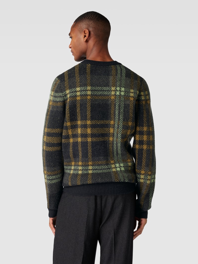 Strickpullover mit Glencheck-Muster in schwarz