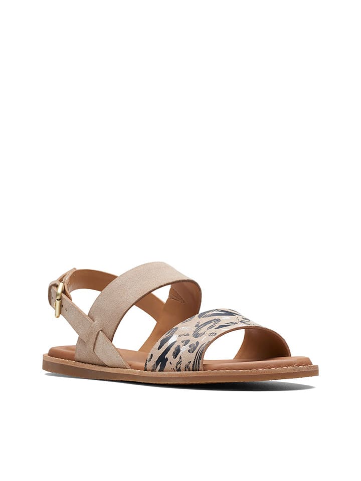 Clarks Leder-Sandalen in Beige/ Schwarz günstig kaufen