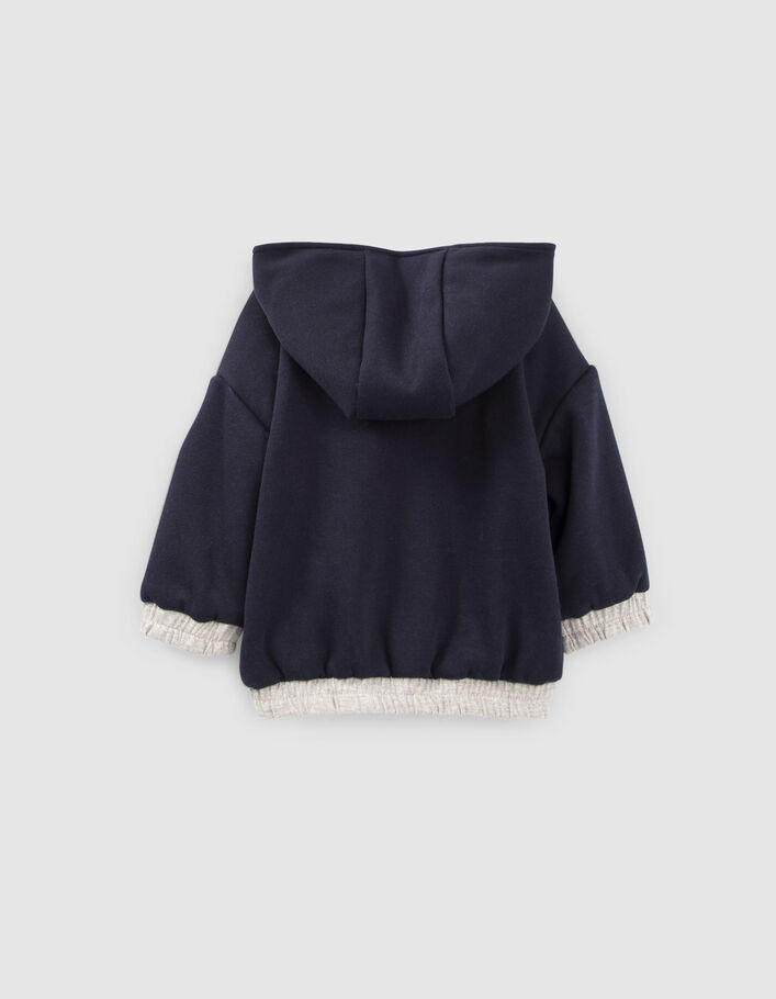 Cardigan réversible gris lurex et marine bébé fille