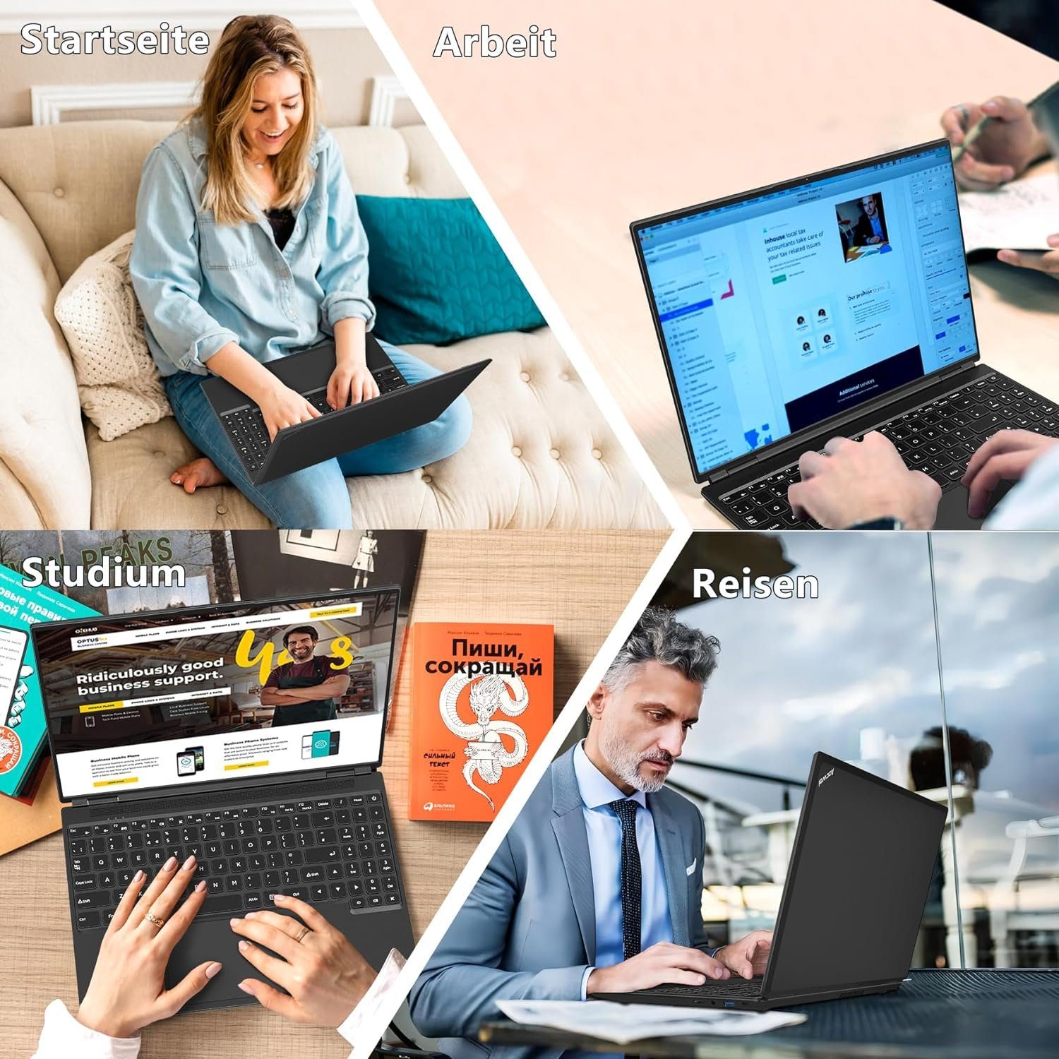 AOCWEI A6 Notebook (Intel Celeron N5095, UHD 600, 512 GB SSD, FHD 2,9 GHz reibungsloses Multitasking beeindruckendes Entertainment)