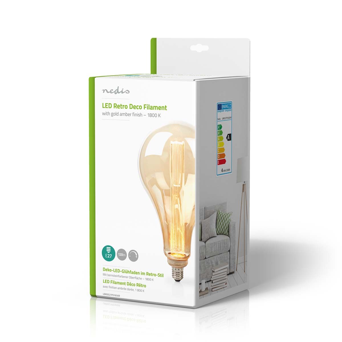 Nedis LBRDE27PS165AR E27 LED-Filament-Lampe
