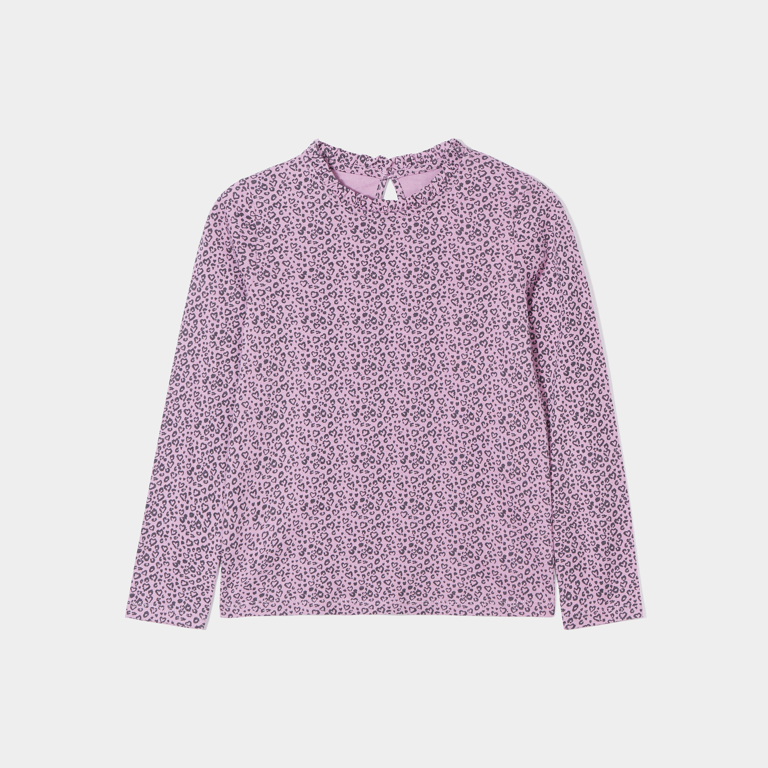 T-shirt col montant volanté coton parme fille | La Halle