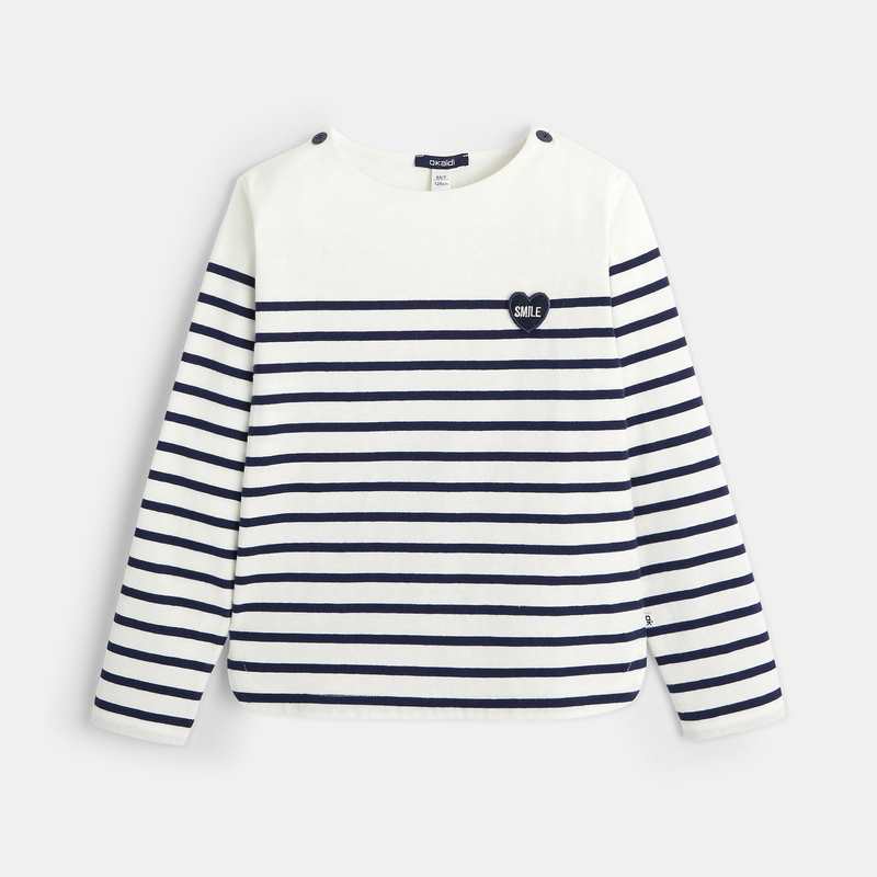 T-shirt marinière à personnaliser d'un cœur bleu fille