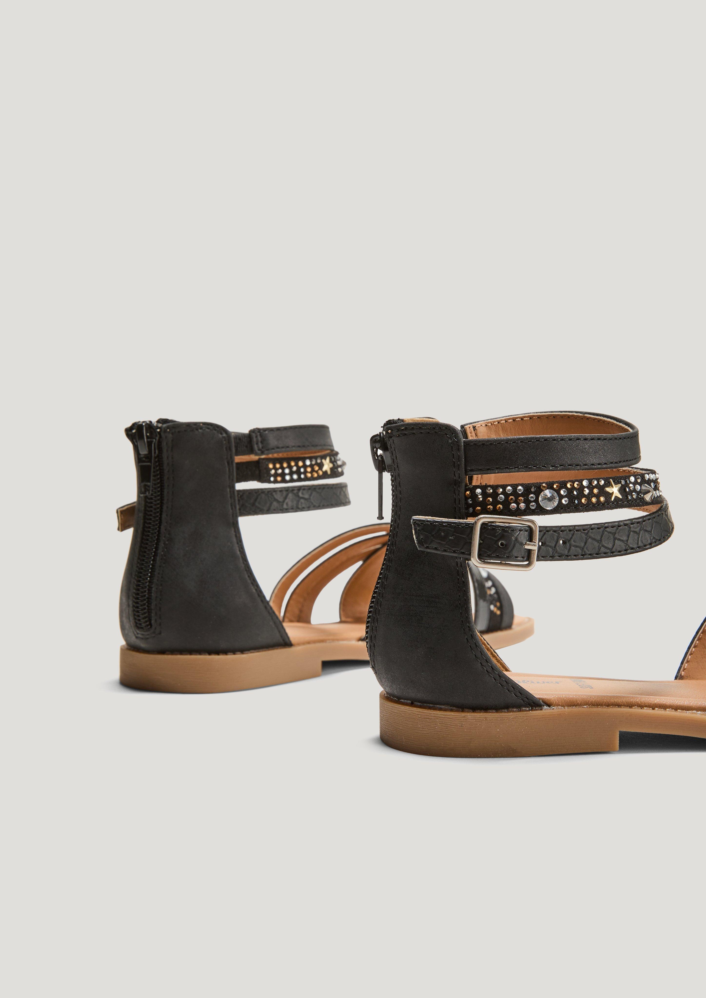 Riemchen-Sandalen mit Schmucksteinen  1235108-098