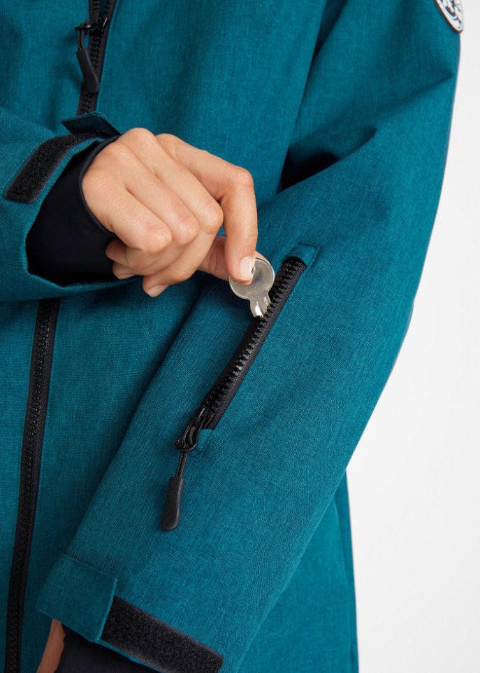 Wasserdichte Funktions-Outdoor-Longjacke mit Teddyfleece