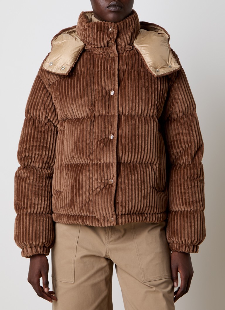 Moncler Daos puhasta jakna od korduroja s punjenjem od paperja i kapuljačom