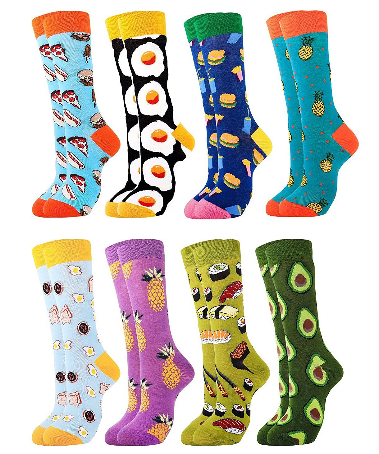 Alster Herz Freizeitsocken 4 oder 8 Paar Motiv, lustige bunte Socken, unisex, Geschenk, A0375 (Set, 4-Paar) Baumwolle Motiv Socken, Größe 36-43
