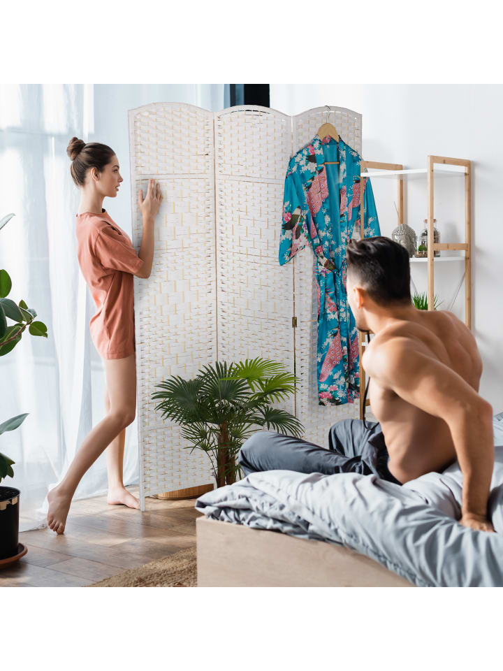 relaxdays Paravent in Weiß - (B)120 x (H)170 cm günstig kaufen onesize
