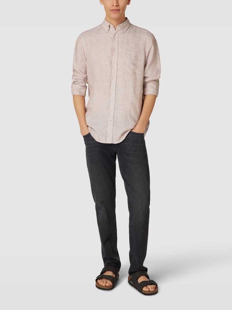Freizeithemd mit Button-Down-Kragen in sand