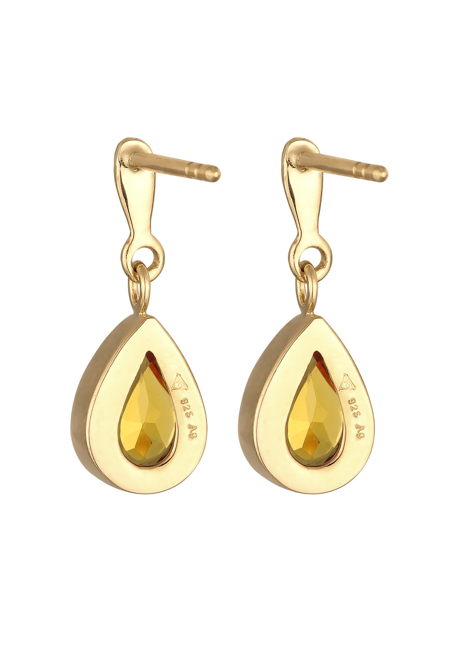 Elli PREMIUM ženske naušnice Elegantne viseće naušnice s citrinom od 925 sterling srebra pozlaćene
