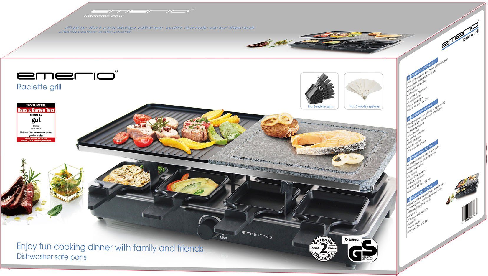 Emerio Raclette RG-110035, 8 Raclettepfännchen, 1400 W