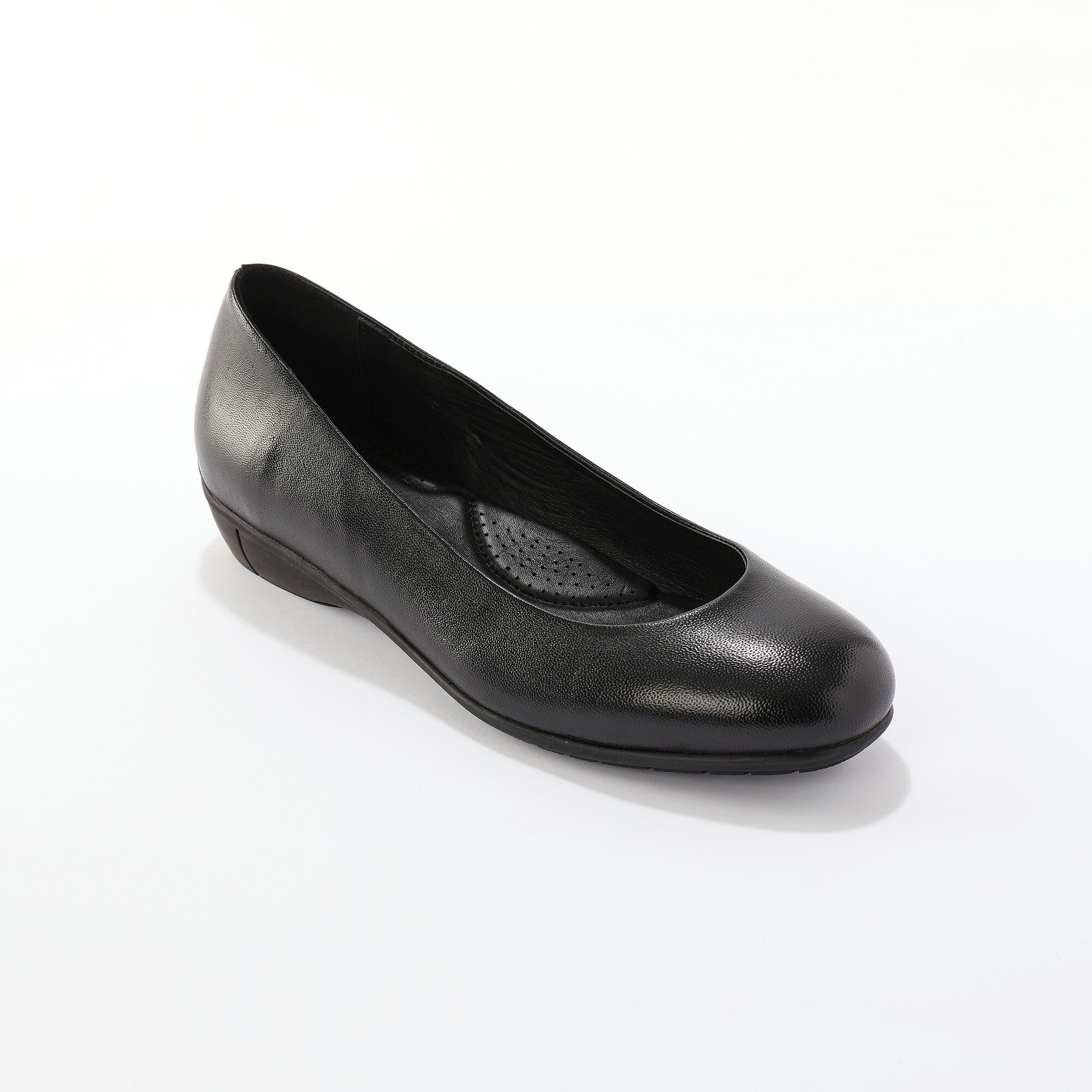 Ballerines souples compensées en cuir lisse