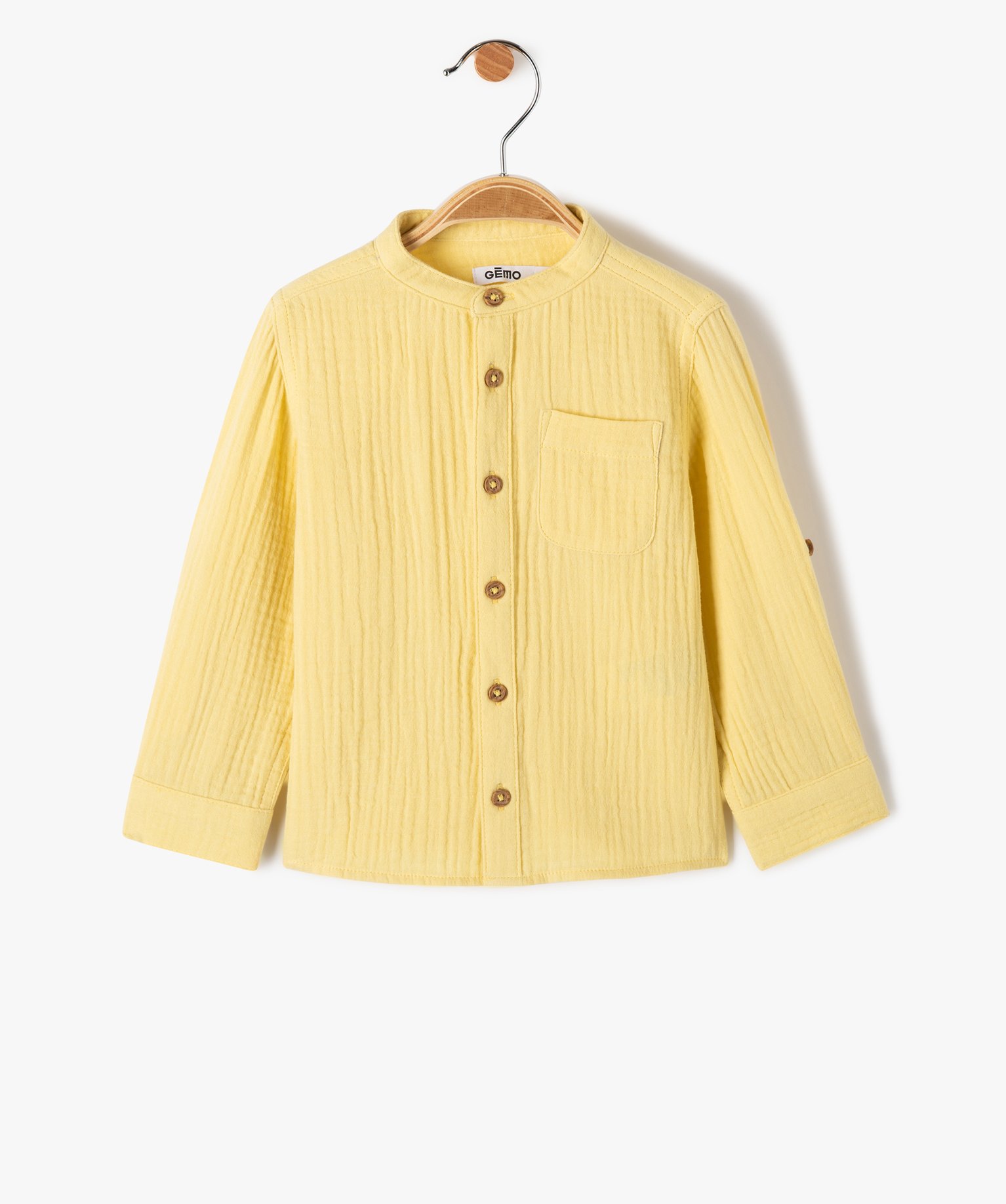 Chemise bébé Garçon à manches longues en double gaze jaune | GEMO