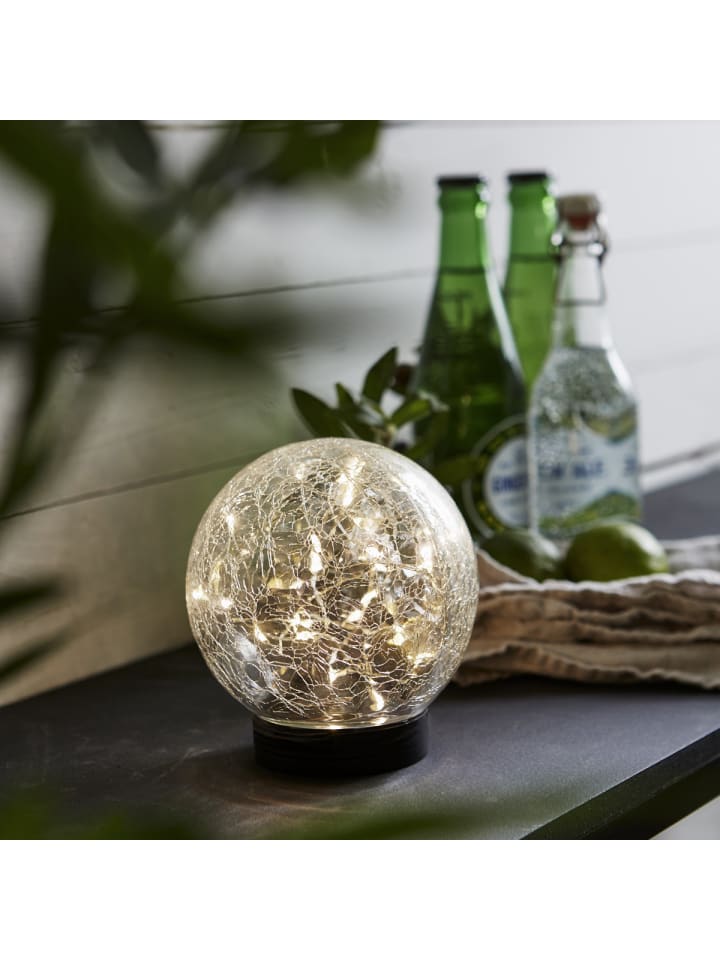 STAR Trading LED Solar Kugel Tischleuchte Bruchglas Sensor D: 12cm in transparent günstig kaufen onesize