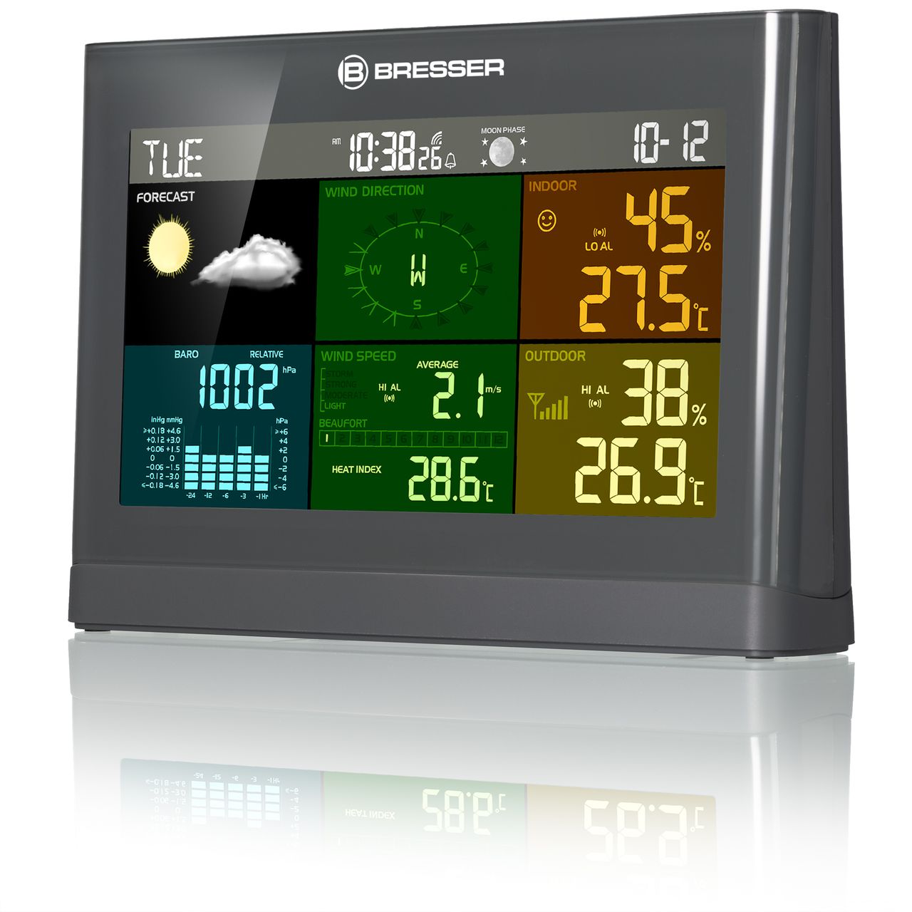 Bresser 5-in-1 Comfort Wetter Center mit Farbdisplay