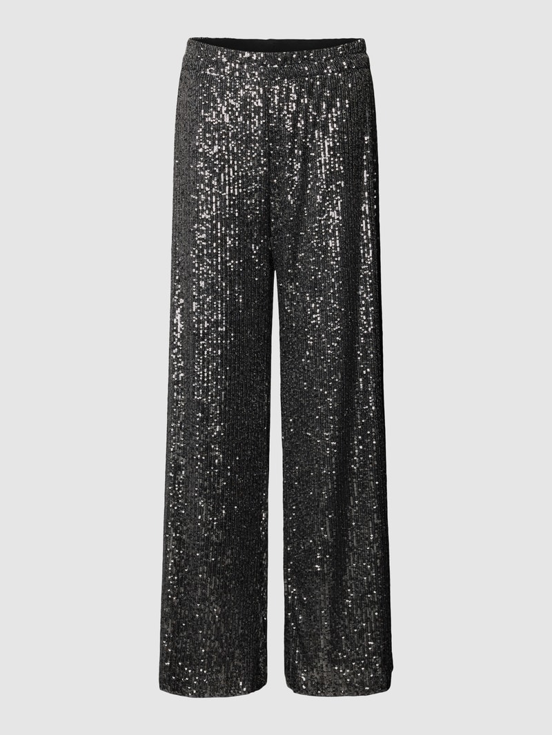 Hose mit Paillettenbesatz Modell 'IRIS' in silber