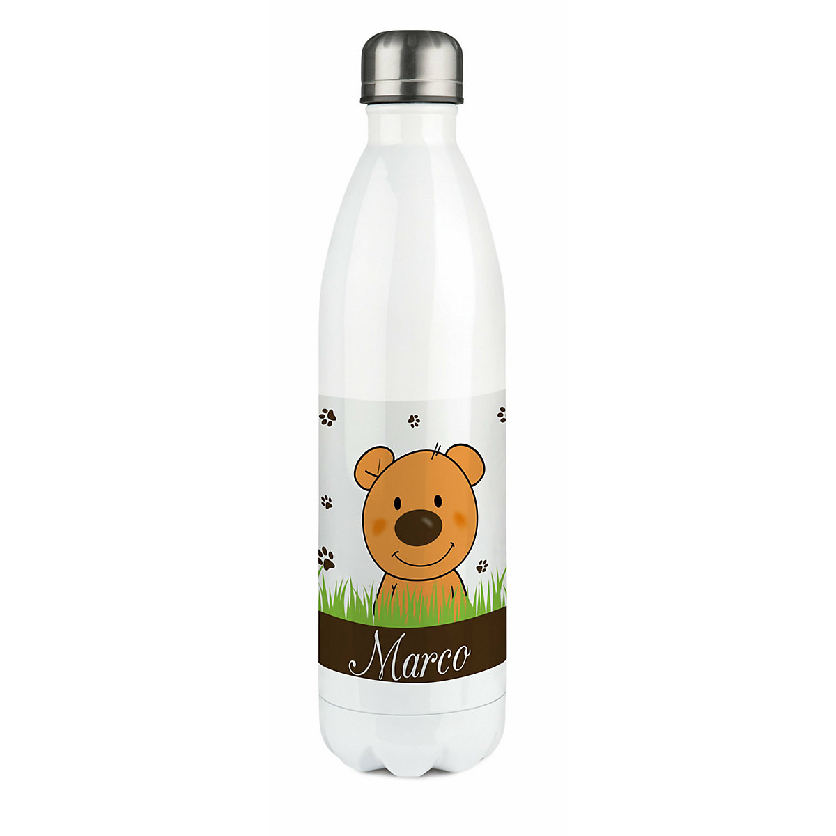 Edelstahl Kinder Thermoflasche / Trinkflasche bunt Teddy Bär Spülmaschinenfest, Auslaufsicher, Bruchfest, Doppelwandig, Für Heißgetränke geeignet, Mit Deckel, Isoliert