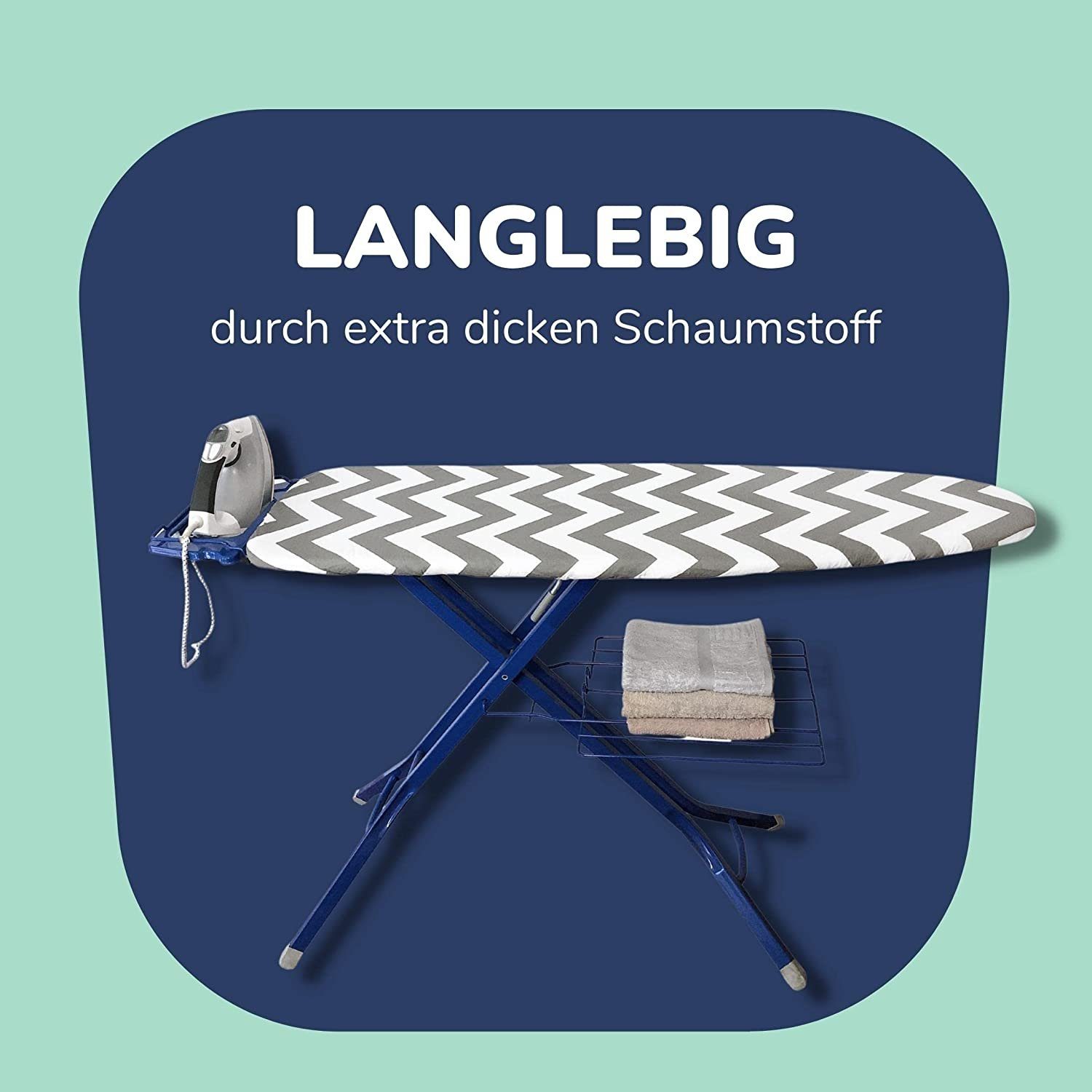 riijk Bügelbrettbezug Bügeltischbezug, Zubehör für universal passend bis 125cm Länge und 45cm Breite, universal passend