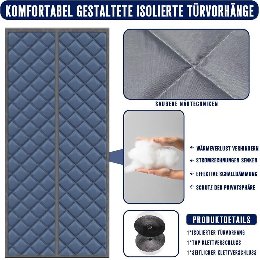 LENBEST Raumteiler Türvorhang Magnettür Thermovorhang,thermovorhang kälteschutz haustür, (1 St), Hands Free,Wasserdicht, Winddicht,Pet Friendly,80x210cm,Grau